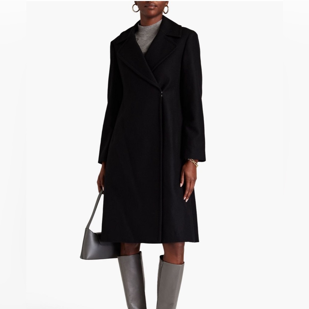 THEORY. Women's Black Double-breasted Wool Coat